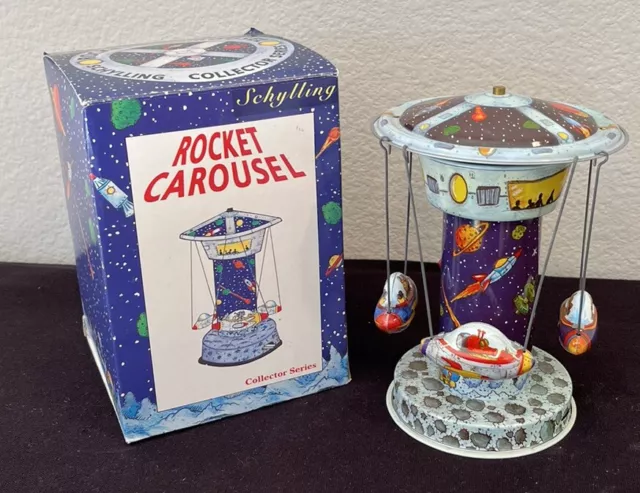 Schylling Rocket Carousel Tin Toy Collector Series With Box - Works