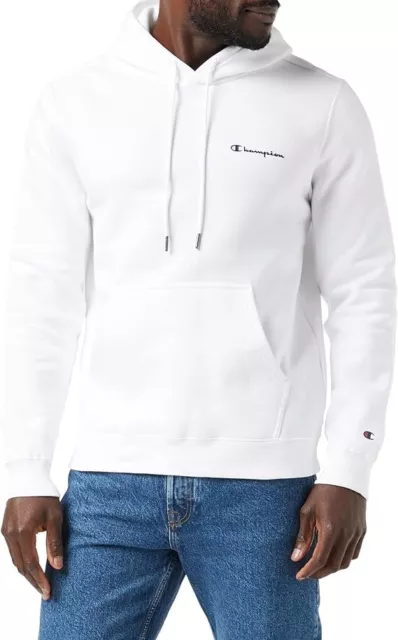 Champion Men's Legacy Classic Hooded Sweatshirt  Small Logo, White, Size Small