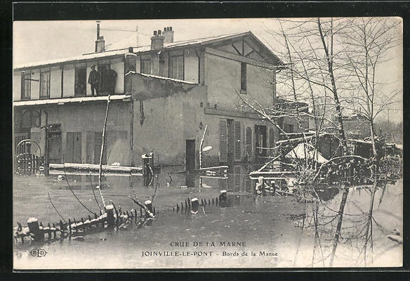 CPA Joinville-le-Pont, inondation / Crue de la Marne, Bords de la Marne