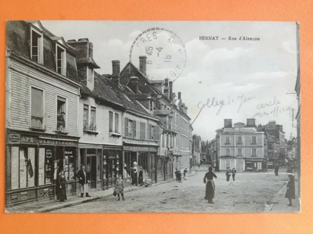 1900 BERNAY Eure RUE d'ALENÇON Postcard Seal Circle des Officiers 24e RI