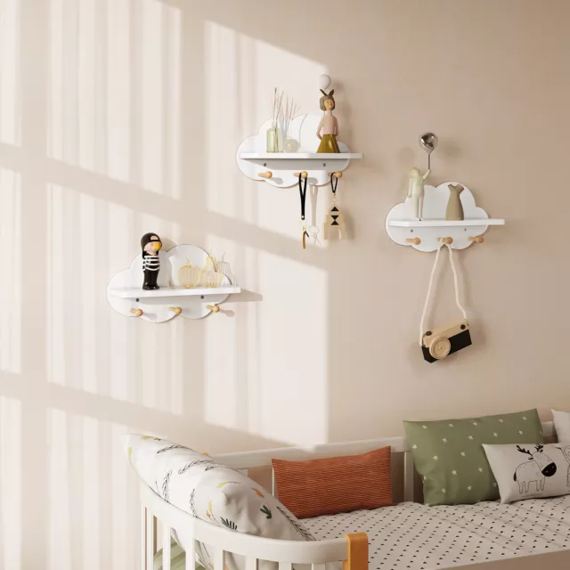 WOLTU 1/2/3 Mensola a Nuvola a muro OMAGGIO reggimensola legno laminato bianco