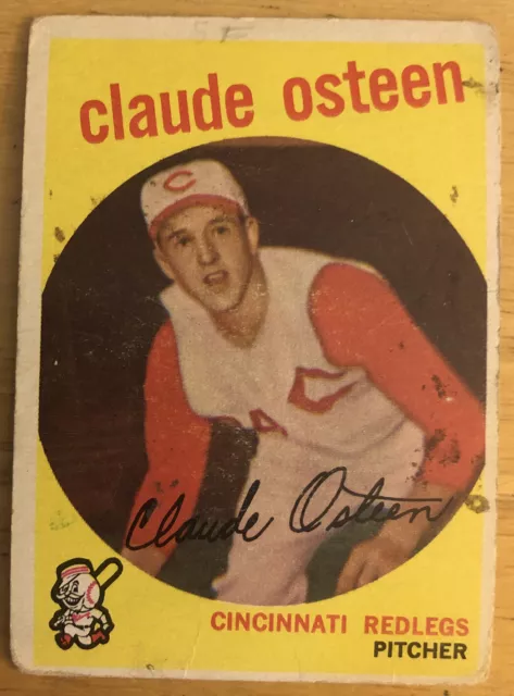 1959 Topps Claude Osteen Baseball Card #224 Redlegs Pitcher Low-Grade Poor