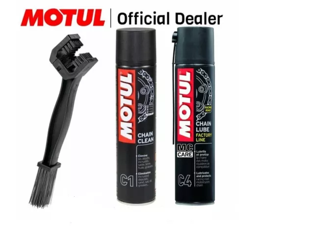 Kit Per La Pulizia Catena Moto Lml Motul C1 + C4 Pulisci Lubrifica Con Spazzola