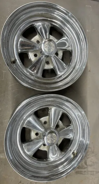 Vintage Cragar SS 15x7 Deep Dish Chrome Wheels 5 Spoke Rims (2) Ford Dodge AMC