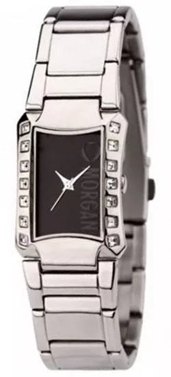 Donna Morgan De Toi Orologio Quadrante Nero Acciaio Inox Bracciale Strass Pietre