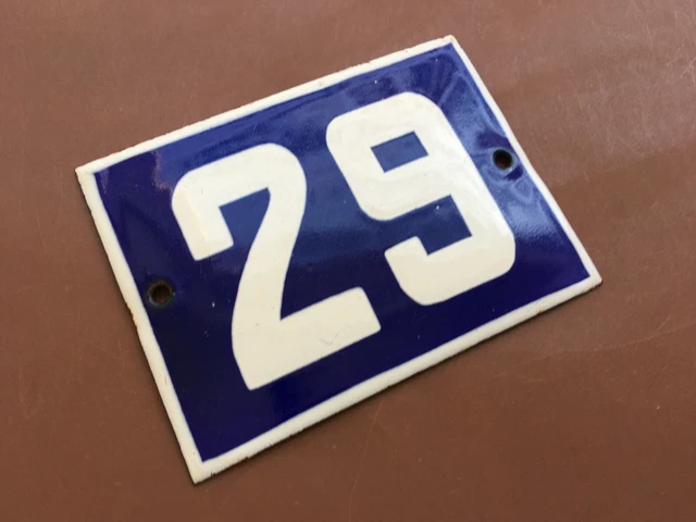 ANTIQUE VINTAGE FRENCH ENAMEL SIGN HOUSE NUMBER 29 DOOR GATE SIGN BLUE 1950's