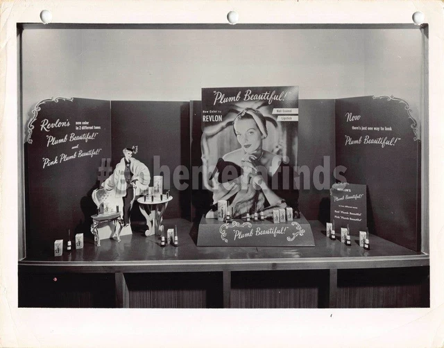 Revlon Pink Plumb Cosmetics Vintage 1960s Fashion Photography Store Display