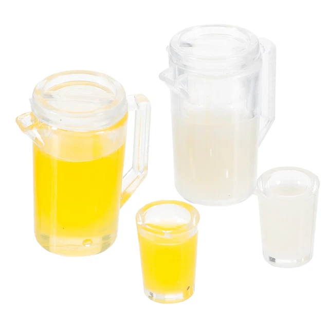 2 sets of Mini Juice Pot Miniature Milk Bottle Cup Mini House Adornment Pretend