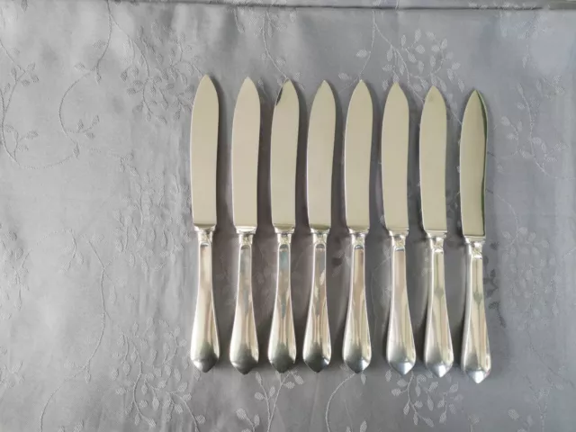 ERCUIS CITES 8 LARGE SILVER METAL TABLE KNIVES 23.5cm