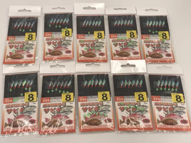 10 pack Sabiki Jigs live Bait Fishing Rig 6 Hooks Lure Rigs Jigging 3