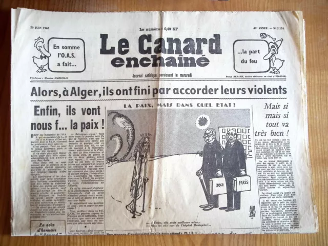 Journal - Le Canard enchaîné N° 2174 du 20 juin 1962