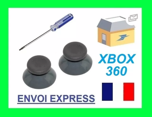 2X JOYSTICK XBOX 360 de remplacement manette XBOX360 GRIS et tournevis torx T8