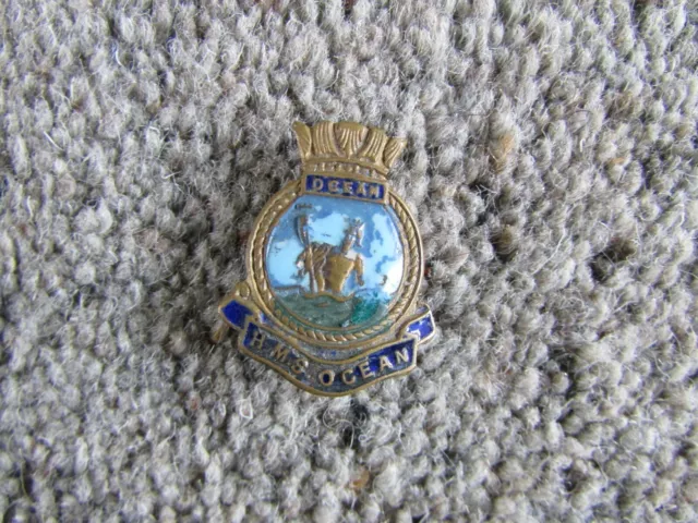 HMS Ocean Royal Navy Naval Ship Metal Pin Badge