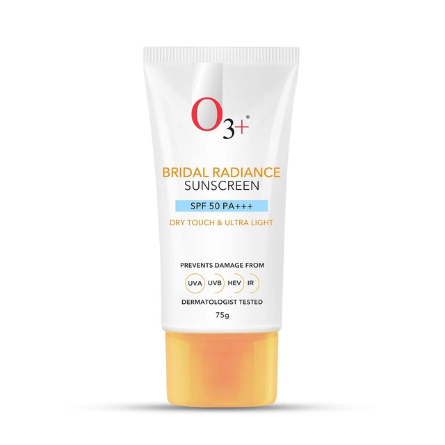 Protector solar O3+ Bridal Radiance FPS 50 PA +++ táctil seco y ultra ligero - 75 gm