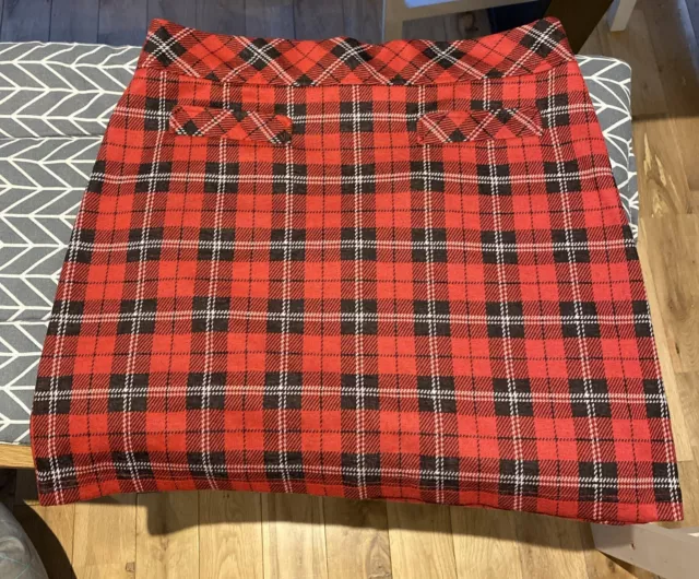 PEACOCKS WOMENS RED Black White Tartan Plaid Mini Skirt Size 8 4.02 PicClick UK