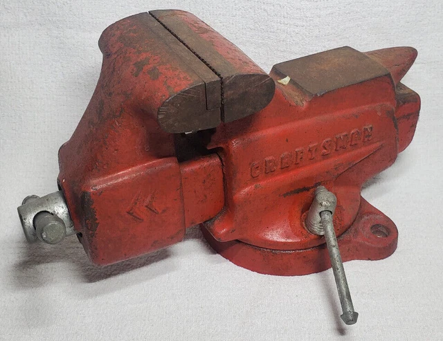 Vintage Craftsman 506-51801 Swivel Bench Mount 3 1/2" Vise W/ Pipe Jaws Usa