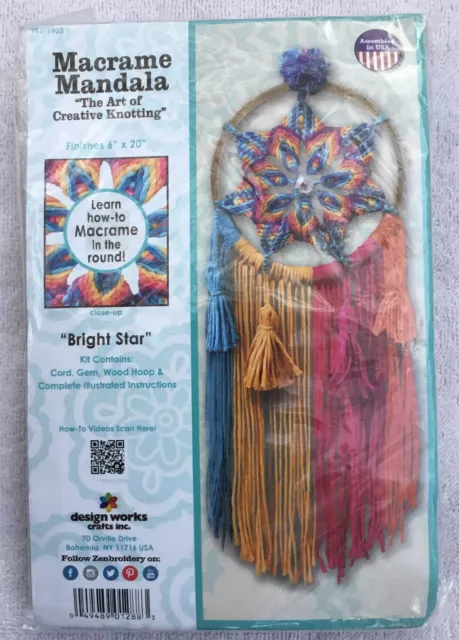 Kit Macrame Mandala Patrón Estrella Brillante Artesanía. Nuevo en paquete