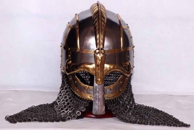 Medieval Steel Viking Vendel Helmet With Chainmail Hand Forged SCA/ Larp New