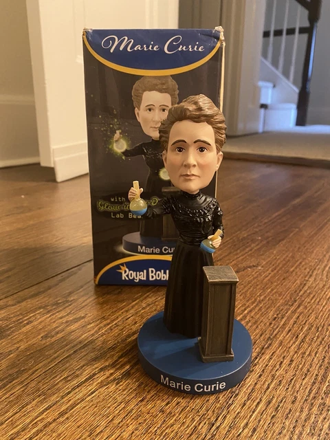 *Rare* MARIE CURIE Royal Bobbles Bobblehead Glow In Dark Beakers Scientist Nobel