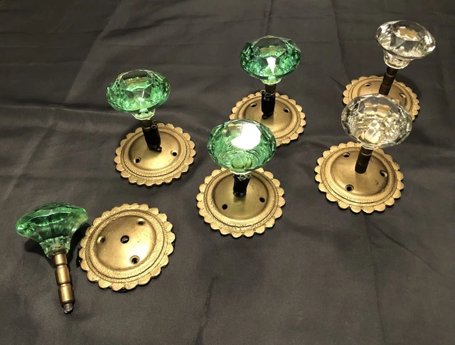 Cut glass and metal curtain tie-backs