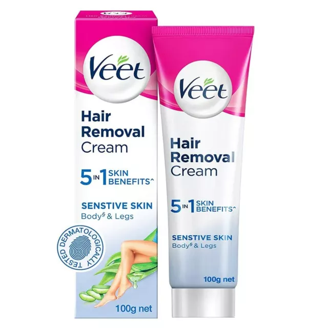 Veet Seda & Fresco Depilación Crema,Piel Sensible - 100g (Pack De 1)