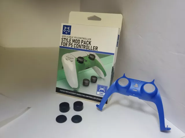 Pack Mod style bleu pour manette PS5 étui housse en plaque faciale poignées pouce #B13