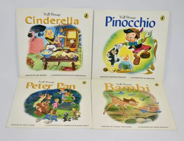 Walt Disney 4x Paperback Books Cinderella Pinocchio Bambi Peter Pan Illustrated