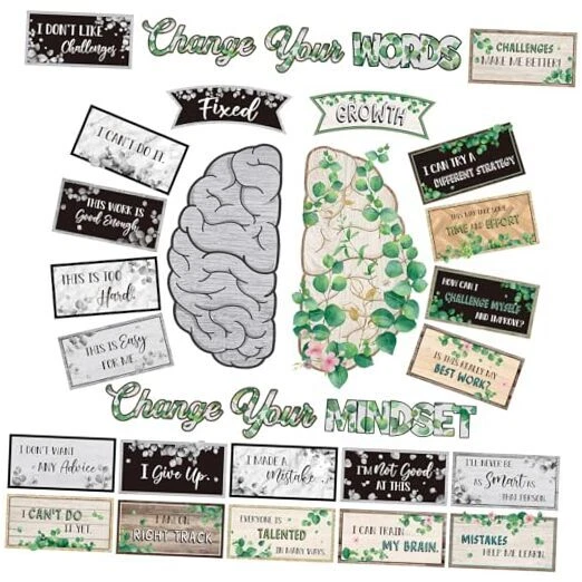 GROWTH MINDSET POSTERS Bulletin Board Set Motivational Change Your ...