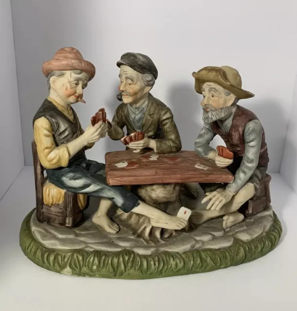 Vintage Capodimonte Old Men Playing Poker Cards "Cheaters" Porcelain Figurine