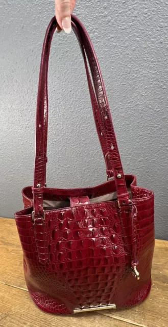 Brahmin Hudson Bucket Bag Carmine Red Shoulder Bag Leather Tote Handbag NWT $295 3
