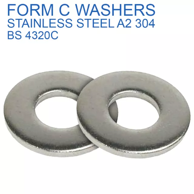 M4 M5 M6 M8 M10 M12 M16 M20 Form C Washers Flat Wide Washer A2 Stainless Bs4320C