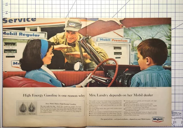 Mobil High Energy Gasoline Bronxville NY Service Station Vintage Print Ad 1964 2