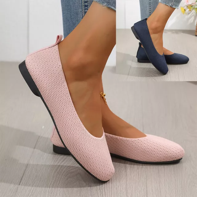 Women's Flats Shoes Knit Ballet Ladies Slip on Comfortable Walking Dress Shoes