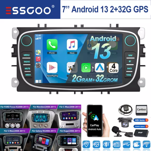DAB+ Android 13 Autoradio 2+32G GPS RDS KAM Für Ford Focus Mondeo C/S-MAX Galaxy