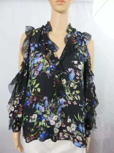 Parker Top Cold Shoulder Long Sleeves Floral Print W/ Ruffles SZ XS NWT $238