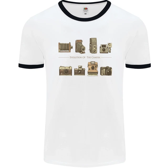 T-shirt Maglietta Anello Bianco Fotocamera Evolution Fotografo Uomo
