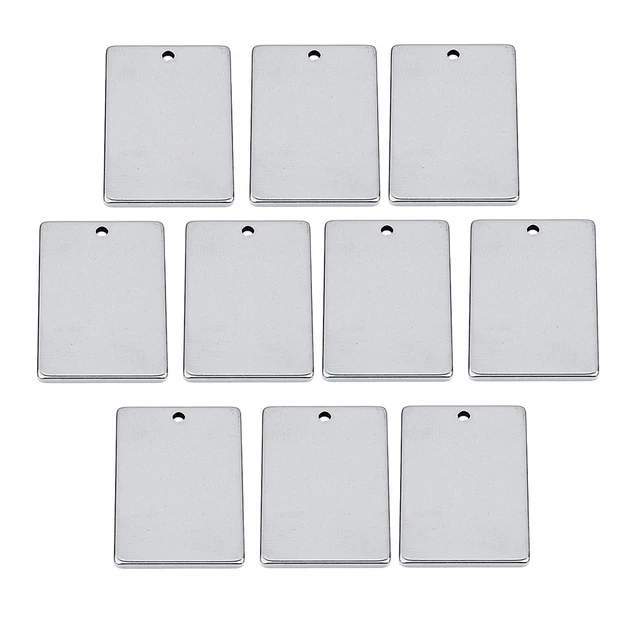10 Stücke Edelstahl Flache Blank Stamping Tag Anhänger Charms Rechteck