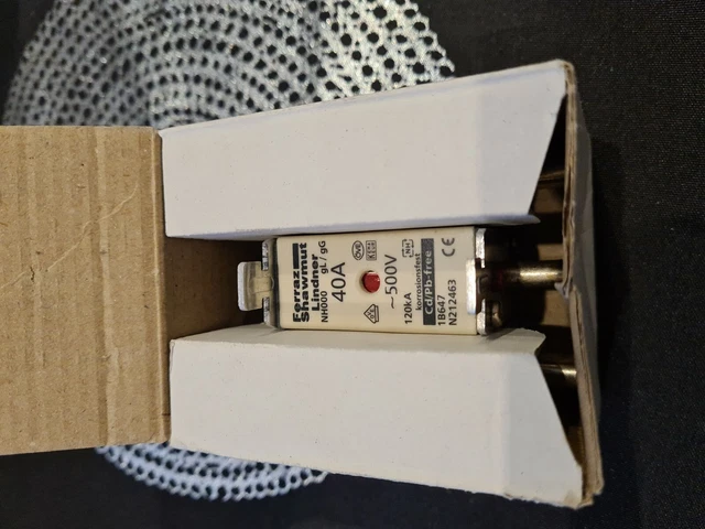 X3 Fusible Lindner 40A 500v 120kA Ferraz Shawmut NH000  1B647 N212463 2