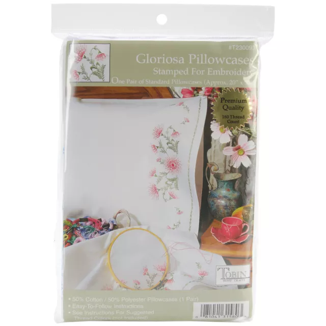 Tobin Stamped For Embroidery Pillowcase Pair 20"X30"-Gloriosa 23093
