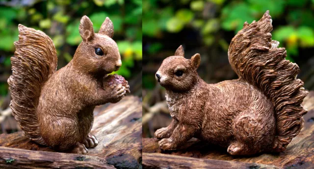 GeKi Trend süße Eichhörnchen Dekofiguren Gartendeko wetterfest Frühlingsdeko