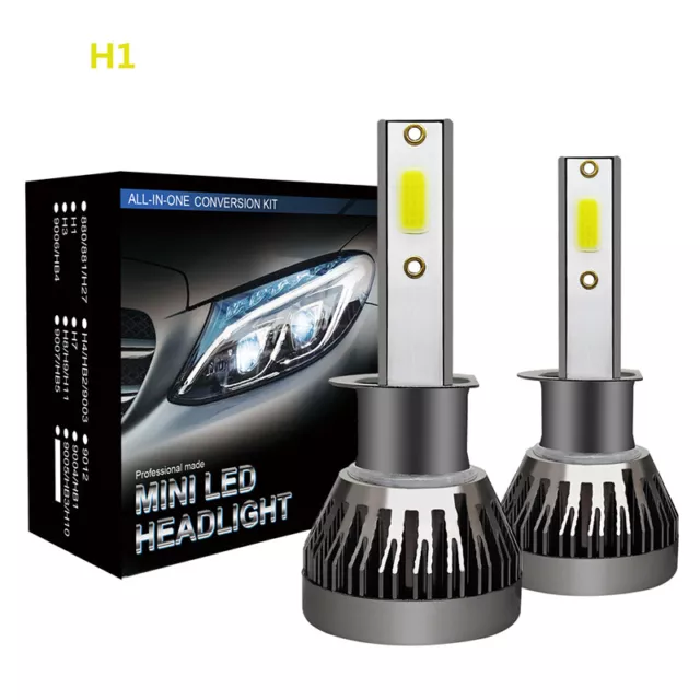 2x H1 LED Headlight Bulb Conversion Kit High/Low Beam Lamp 6000K Super White 36W