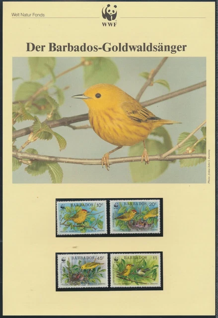 WWF Barbados 770-773 Tiere Vögel Goldwaldsänger kpl. Kapitel bestehend