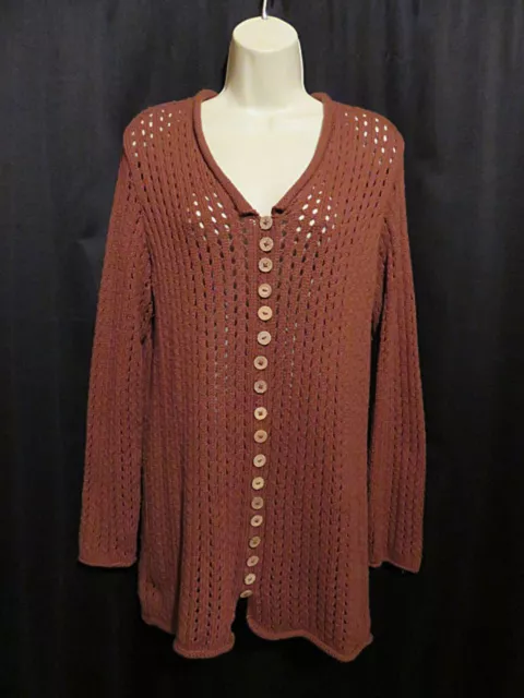 Pure Handknit Long Pullover Sweater Burnt Orange Sienna Size M/L Asymmetrical 3