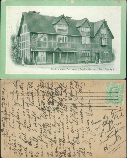 Shakespeare Cottages Poets Corner Port Sunlight Lever Brothers GB 1909 Cancel