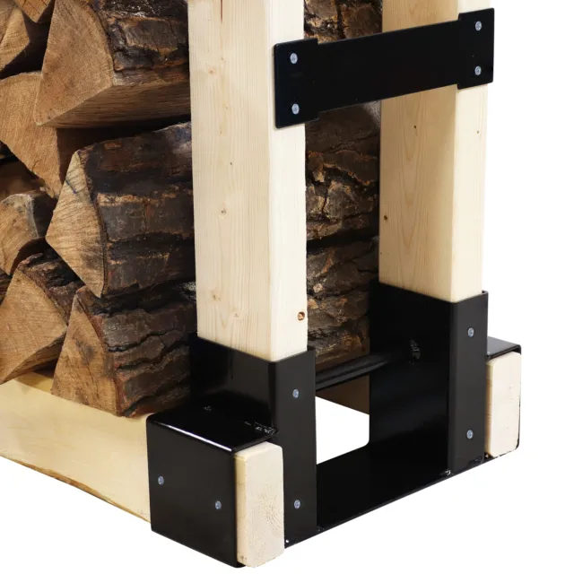 Powder-Coated Steel Adjustable Firewood Log Rack Bracket Kit by Sunnydaze