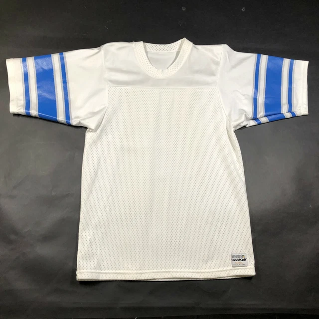 VINTAGE 90S DETROIT Lions Sand Knit Mens S White Blue NFL Football