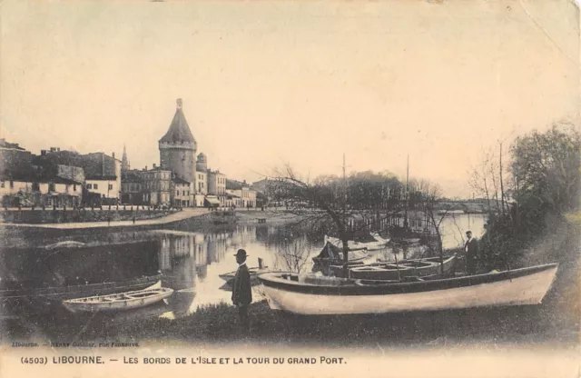 Cpa 33 Libourne Les Bords De L'isle Et La Tour Du Grand Pont