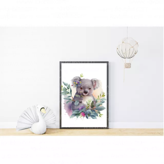 Wall Art Print A4 | Koala 3 - NO FRAME NOT  INCLUDED - PRINT ONLY