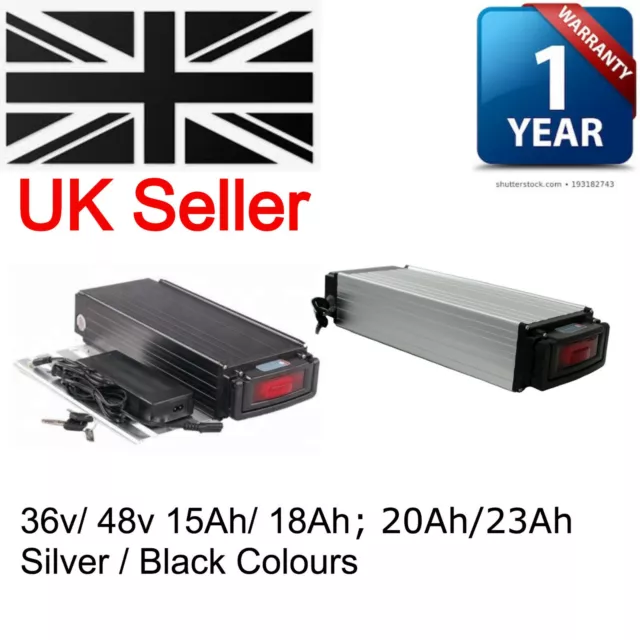 36v 48v 15Ah 18Ah 20Ah 23Ah Rear Rack Li-ion  Battery Ebike LED for 250W 1500W