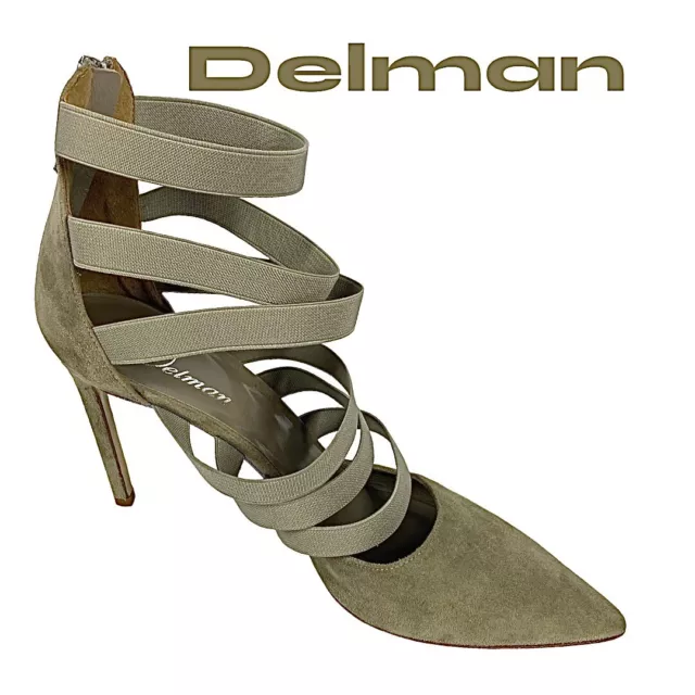 Delman Bae Strappy Shoes, Women’s Gray Taupe Size 9 Medium 3.5” Heel